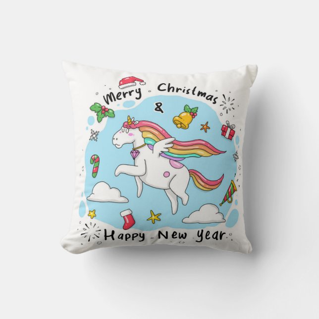 Christmas Unicorn Kissen (Vorderseite)