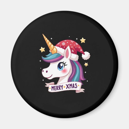 Christmas Unicorn Long Sleeve T-Shirt (1) Magnet (Vorne)