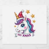 Christmas Unicorn Long Sleeve T-Shirt Schaumweinetikett (Einzelnes Label)