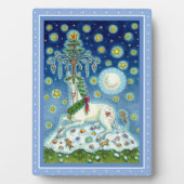 CHRISTMAS UNICORN, MAGIC HORN BAUM, FANTASY PORSE FOTOPLATTE (Vorderseite)