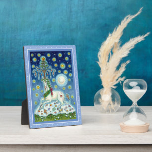 CHRISTMAS UNICORN, MAGIC HORN BAUM, FANTASY PORSE FOTOPLATTE