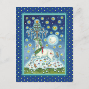 CHRISTMAS UNICORN, MAGIC HORN BAUM, FANTASY PORSE POSTKARTE