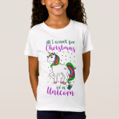 Christmas Unicorn Magical Rainbow Green Lila T-Shirt (Vorderseite)