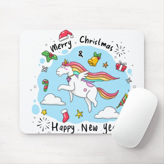 Christmas Unicorn Mousepad (Mit Mouse)