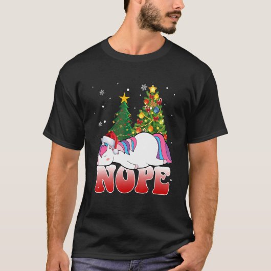 Christmas Unicorn Nope Tree Unicorn Xmas T-Shirt (Vorderseite)
