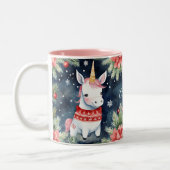 Christmas Unicorn Personalisiert Zweifarbige Tasse (Links)