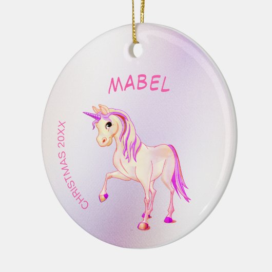 Christmas Unicorn Pink Glitzer Girly Keramik Ornament (Links)