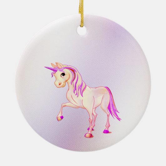 Christmas Unicorn Pink Glitzer Girly Keramik Ornament (Hinten)