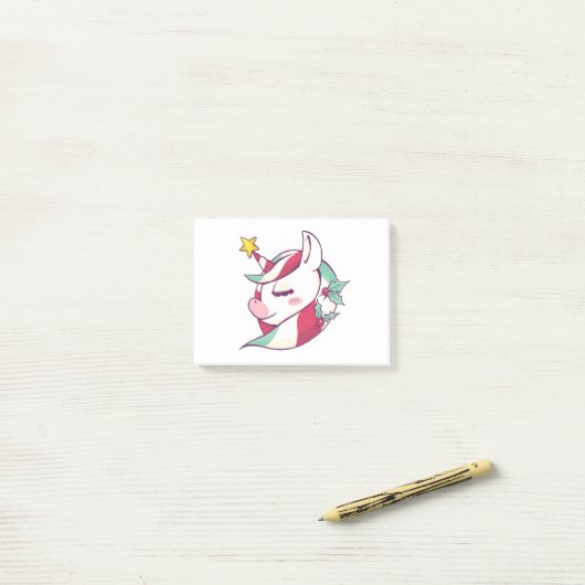 Christmas Unicorn Post-it Klebezettel (Auf Schreibtisch)