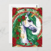 Christmas Unicorn Postkarte (Vorne/Hinten)