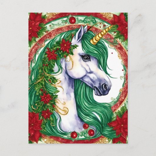 Christmas Unicorn Postkarte (Vorderseite)