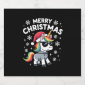 Christmas Unicorn Santa Hat T-Shirt (1) Schaumweinetikett (Einzelnes Label)