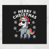 Christmas Unicorn Santa Hat T-Shirt (2) Schaumweinetikett (Einzelnes Label)
