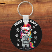 Christmas Unicorn Santa Hat T-Shirt (3) Schlüsselanhänger (Vorderseite)