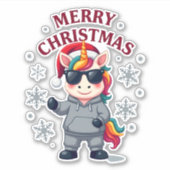 Christmas Unicorn Santa Hat T-Shirt Aufkleber (Vorderseite)