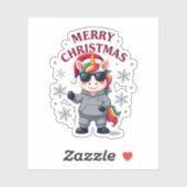 Christmas Unicorn Santa Hat T-Shirt Aufkleber (Blatt)