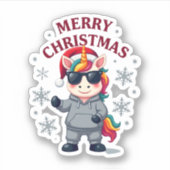 Christmas Unicorn Santa Hat T-Shirt Aufkleber (Vorderseite)