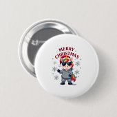 Christmas Unicorn Santa Hat T-Shirt Button (Vorne & Hinten)
