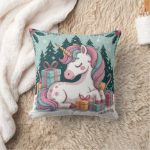 Christmas Unicorn Throw Kissen