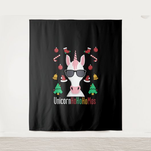 Christmas Unicorn Wandteppich (Vorderseite)