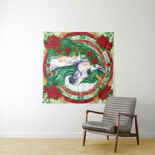 Christmas Unicorn Wandteppich (Beispiel (Horizontal))