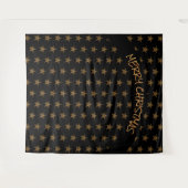 Christmas | Urlaub | Gold Stars | Schwarzer Hinter Wandteppich (Vorderseite (Horizontal))