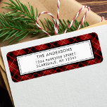 Christmas | Urlaub Karierte Rücksendeadresse<br><div class="desc">Rot,  Schwarz und Weiß Karierte Rücksendeadresse Label.</div>