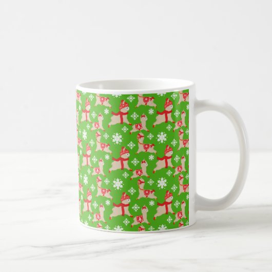 CHRISTMAS URLAUB ROT & GRÜNE ALPACAS KAFFEETASSE (Rechts)