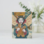 Christmas Vampire Kitty Gingerbread Mann Cookie Postkarte (Stehend Vorderseite)