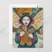 Christmas Vampire Kitty Gingerbread Mann Cookie Postkarte (Vorne/Hinten)
