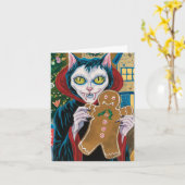 Christmas Vampire Kitty mit Gingerbread Mann Karte (Gelbe Blume)