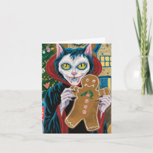Christmas Vampire Kitty mit Gingerbread Mann Karte