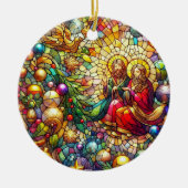 CHRISTMAS ~ verkettetes Glas Mary Joseph ~ Keramik Ornament (Vorne)