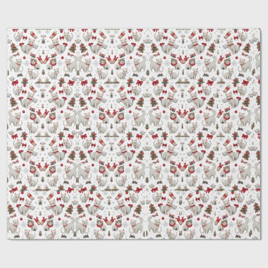 Christmas Vibes Cats nahtloses Muster Geschenkpapier (Flach)