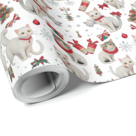 Christmas Vibes Cats nahtloses Muster Geschenkpapier