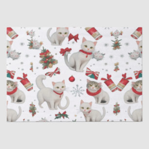 Christmas Vibes Cats nahtloses Muster Seidenpapier