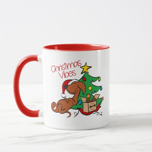 Christmas Vibes Dackel Hund Tasse (Links)