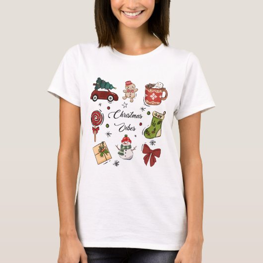 Christmas Vibes Holiday Sticker Pack T-Shirt (Vorderseite)