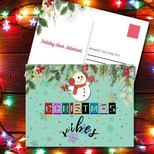 Christmas Vibes Niedlich Snowman Holiday Postcard Feiertagspostkarte