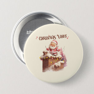 Christmas Vibes Pink Santa Button