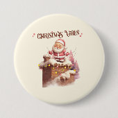 Christmas Vibes Pink Santa Button (Vorderseite)