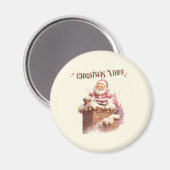 Christmas Vibes Pink Santa Magnet (Vorderseite/Rückseite)