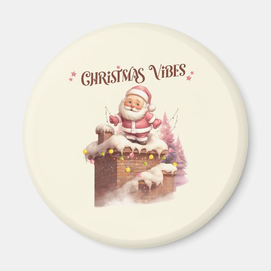 Christmas Vibes Pink Santa Magnet (Vorne)