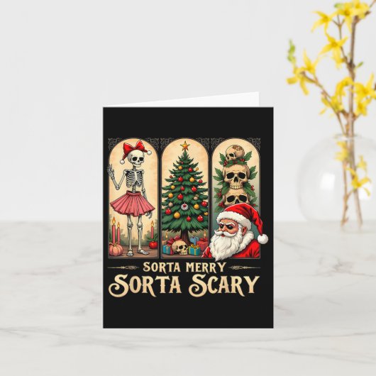 Christmas Vibes Skeleton Sorta Merry Sorta Beängst Karte (Gelbe Blume)