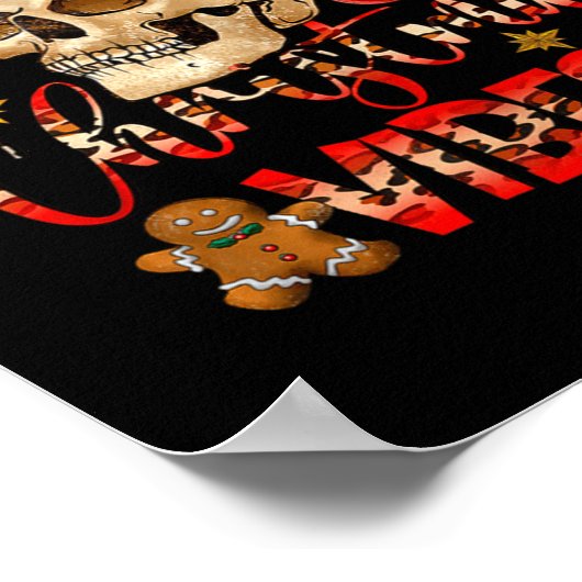 Christmas Vibes Skull Santa Hat Christmas Skeleton Poster (Ecke)