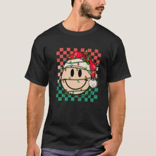Christmas Vibes Smile Face Groovy Retro Lights Chr T-Shirt