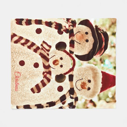 Christmas Vibes Snowman Celebration Fleecedecke (Vorderseite (Horizontal))