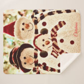 Christmas Vibes Snowman Celebration Sherpadecke (Vorderseite (Horizontal))
