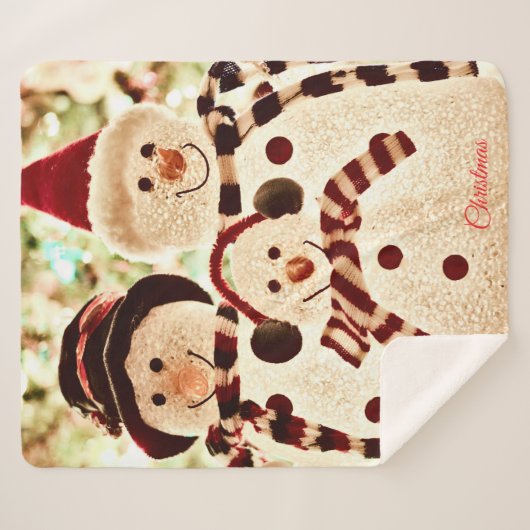 Christmas Vibes Snowman Celebration Sherpadecke (Vorderseite (Horizontal))