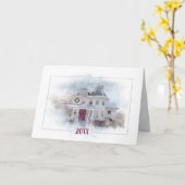 Christmas Victorian House With Year Karte (Gelbe Blume)